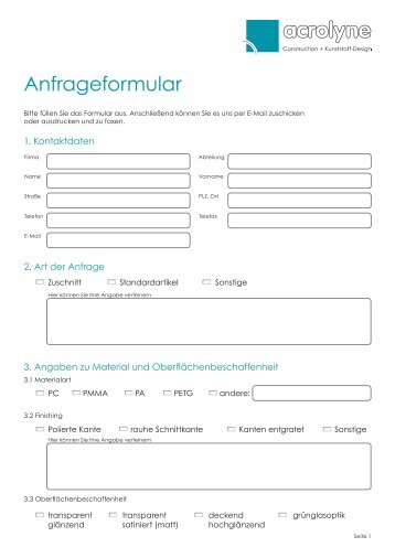 Anfrageformular - acrolyne.de