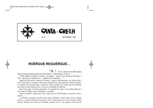 Canta-Grelh septembre 99 - Université de Provence