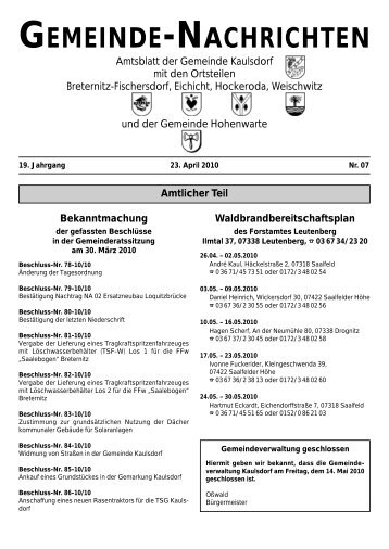 GNK-07/10 aktuell (Page 1) - Gemeinde Kaulsdorf(Saale)