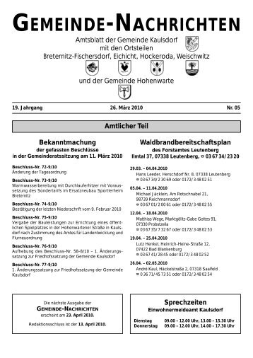 GNK-05/10 aktuell (Page 1) - Gemeinde Kaulsdorf(Saale)