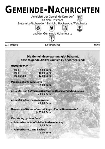 GNK 02/13 aktuell (Page 1) - Gemeinde Kaulsdorf(Saale)