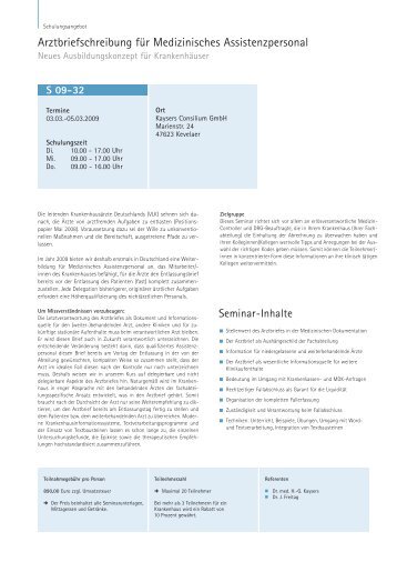 Arztbriefschreibung für Medizinisches Assistenzpersonal - Kaysers ...