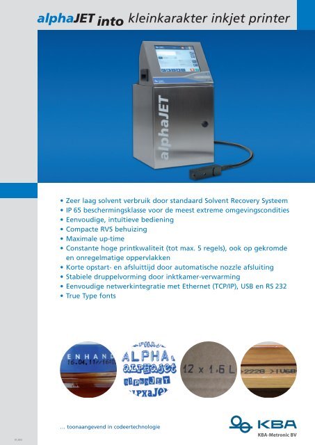 alphaJETinto kleinkarakter inkjet printer - Exmore