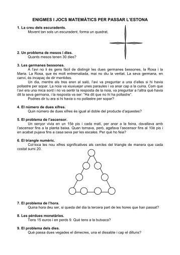 enigmes i jocs matemàtics per passar l'estona