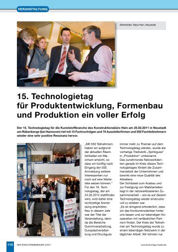 15. Technologietag für Produktentwicklung, Formenbau und ...