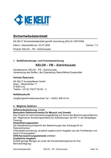 Sicherheitsdatenblatt - KE Kelit