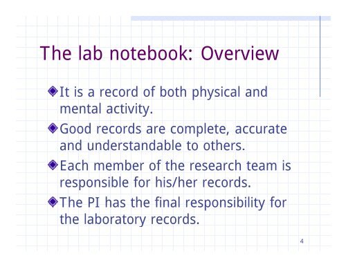 DATA MANAGEMENT: KEEPING A RESEARCH NOTEBOOK, FILES AND RELATED ISSUES