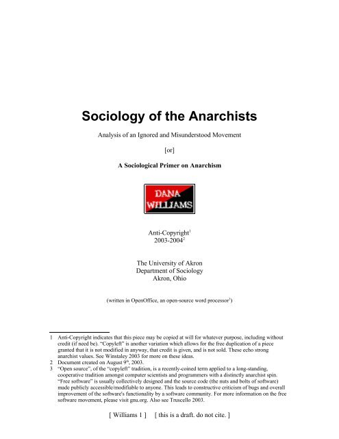 Sociology of the Anarchists - Gozips.uakron.edu - The University of ...