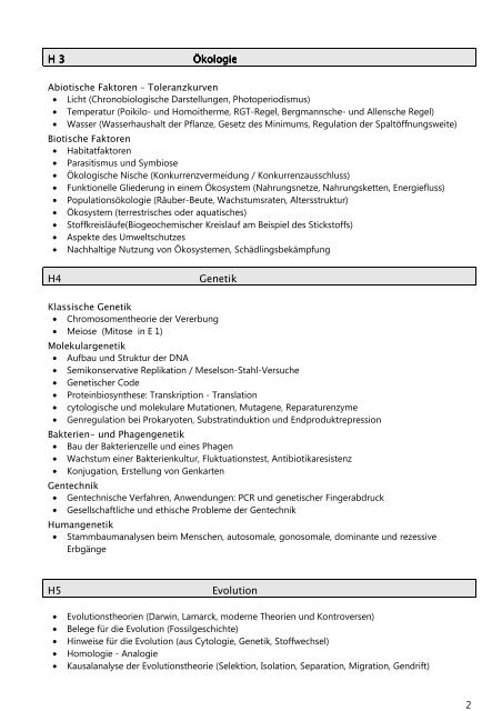 Hausinternes Curriculum Biologie: Inhalte, Methoden (Stand Nov ...