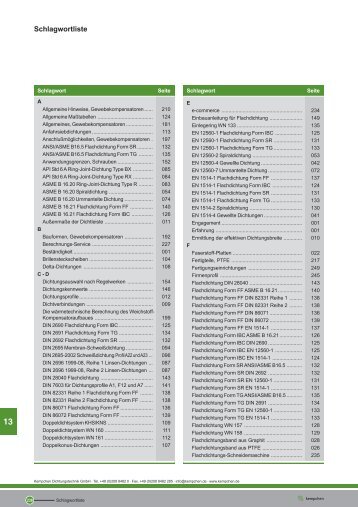 13-238-241 Schlagwortliste.pmd - Kempchen Dichtungstechnik GmbH