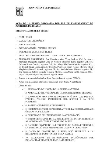 03 acta de la sessió ordinària 28/01/2013 - Ajuntament de Porreres