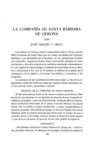 LA COMPAIVJIA DE SANTA BÀRBARA DE GERONA