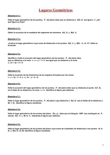 Soluciones ejercicios de Lugares Geométricos - Amolasmates