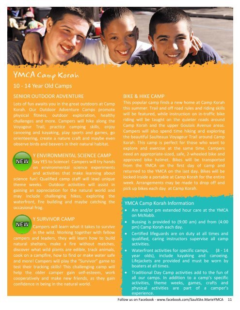 Sault Ste. Marie YMCA Summer Day Camps 2013