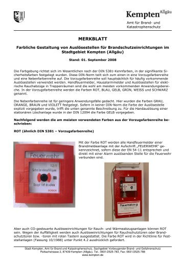 Farbliche Gestaltung von Auslösestellen - Stadt Kempten