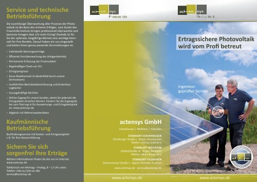 Ertragssichere Photovoltaik wird vom Profi betreut - actensys Gmbh