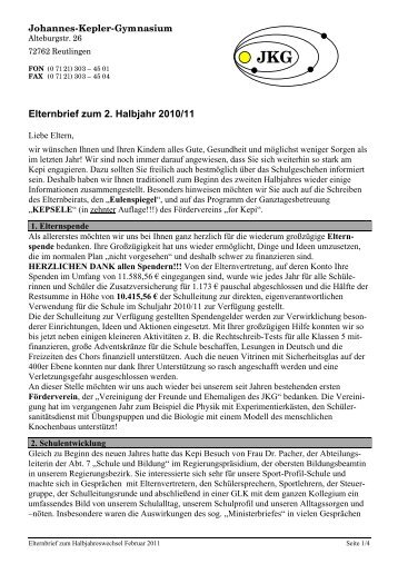 Elternbrief zum 2. Halbjahr 2010/11 - Johannes-Kepler-Gymnasium