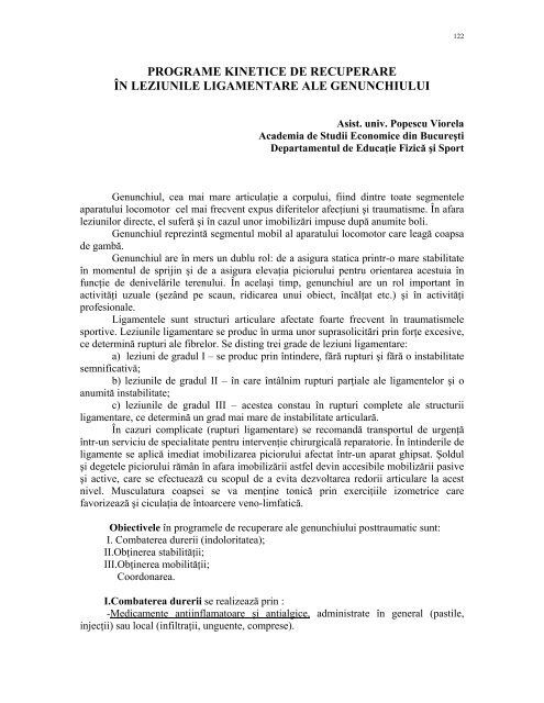 programe kinetice de recuperare în leziunile ligamentare ale ...