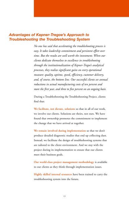 Troubleshooting the Troubleshooting System - Kepner-Tregoe