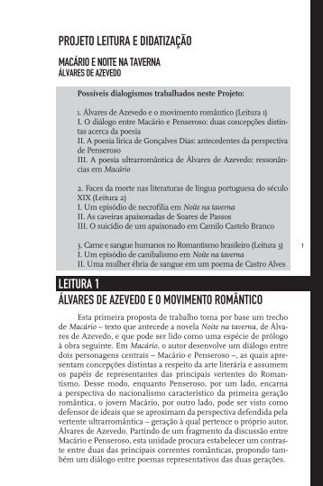 PROJETO LEITURA E DIDATIZAÇÃO LEITURA 1 ... - Editora Saraiva