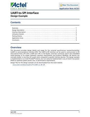 Uart-to-Spi Interface Design Example - Actel