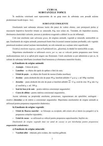 CURS 14. SUBSTANłELE TOPICE