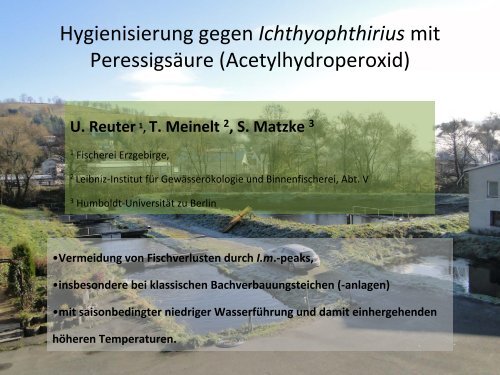 Hygienisierung gegen Ichthyophthirius mit Peressigsäure ... - Kesla.de