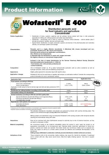 Wofasteril® E 400 - Kesla.de