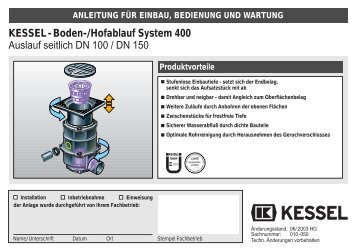 KESSEL - Boden-/Hofablauf System 400 Auslauf seitlich DN 100 ...