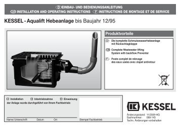 KESSEL - Aqualift Hebeanlage bis Baujahr 12/95
