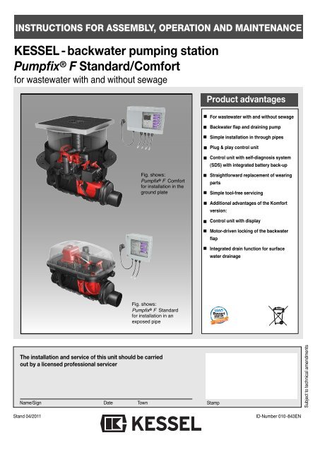 KESSEL - backwater pumping station Pumpfix® F Standard/Comfort