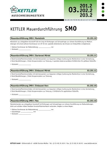 KETTLER Mauerdurchführung SMO - KETTLER GmbH