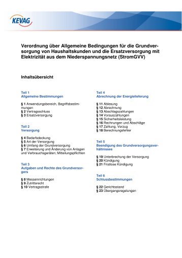 Stromgrundversorgungsverordnung (StromGVV) - kevag