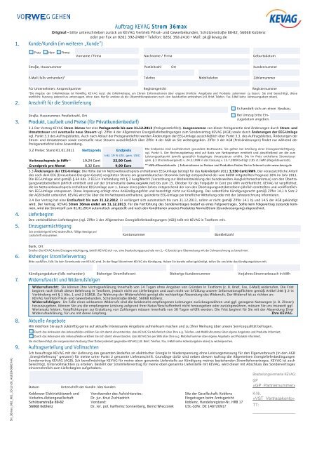 Auftrag KEVAG Strom 36max