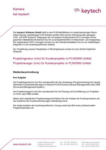 Stellenausschreibung im PDF-Format zum Download - keytech ...