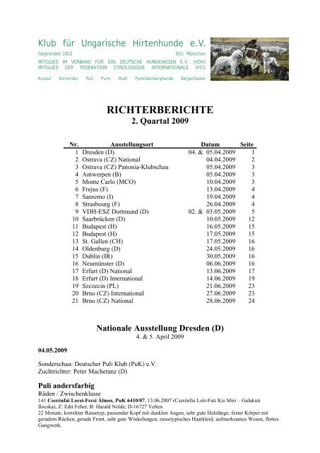 Richterberichte Quartal 2-2004 - Klub für Ungarische Hirtenhunde