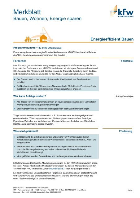 Merkblatt Energieeffizient Bauen (PDF, 81 KB) - KfW