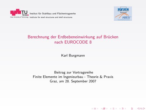 Berechnung der Erdbebeneinwirkung auf Brücken ... - ABES Austria