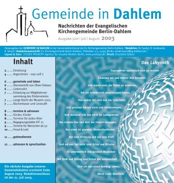 Gemeinde in Dahlem - Evangelischen Kirchengemeinde Berlin ...