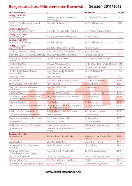 Münsterscher Karneval Session 2011/2012 - KG Monasteria ...