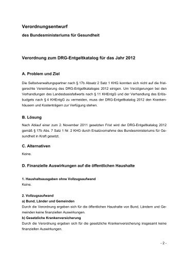 Verordnung zum DRG-Entgeltkatalog für das Jahr 2012 - GKV ...