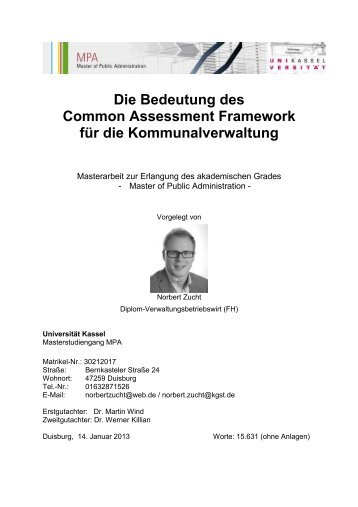 Die Bedeutung des Common Assessment Framework für die ... - KGSt