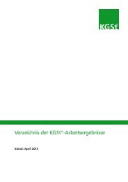 Verzeichnis der KGSt ® -Arbeitsergebnisse (Stand April 2013)