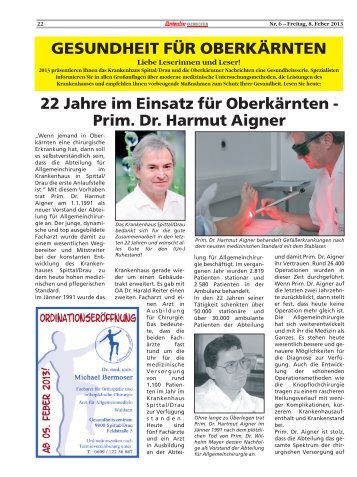 Prim. Dr. Harmut Aigner - Krankenhaus Spittal/Drau