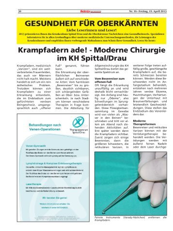 Krampfadern ade! - Krankenhaus Spittal/Drau