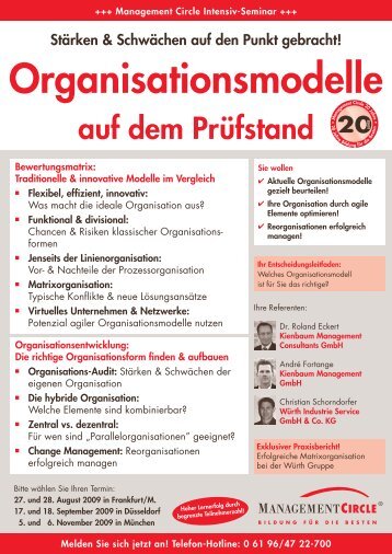 Seminar: Organisationsmodelle auf dem Prüfstand ... - Kienbaum