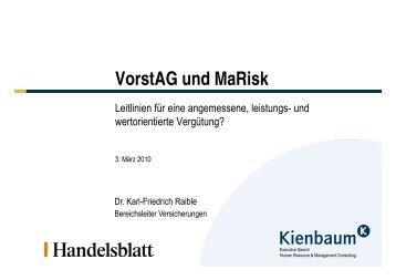 Karl-Friedrich Raible: "VorstAG und MaRisk" - Kienbaum