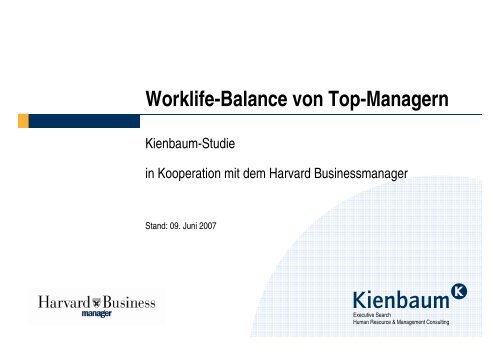 Worklife-Balance von Top-Managern - Kienbaum