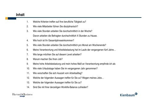 Worklife-Balance von Top-Managern - Kienbaum