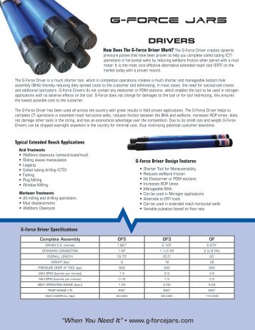 Download Driver Brochure (.pdf) - G-Force Jars, LLC